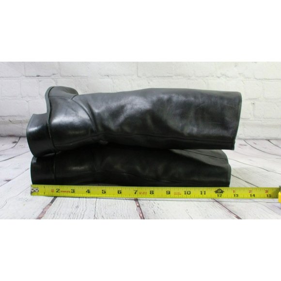 *Markon Black Leather Pull On Almond Toe Mid Calf Boots Size 9 Inches - Picture 8 of 9